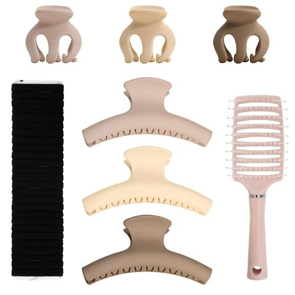 Hair Accessories Set Clips Ties Brush for Thin & Thick Hair Non-Slip main image 8
